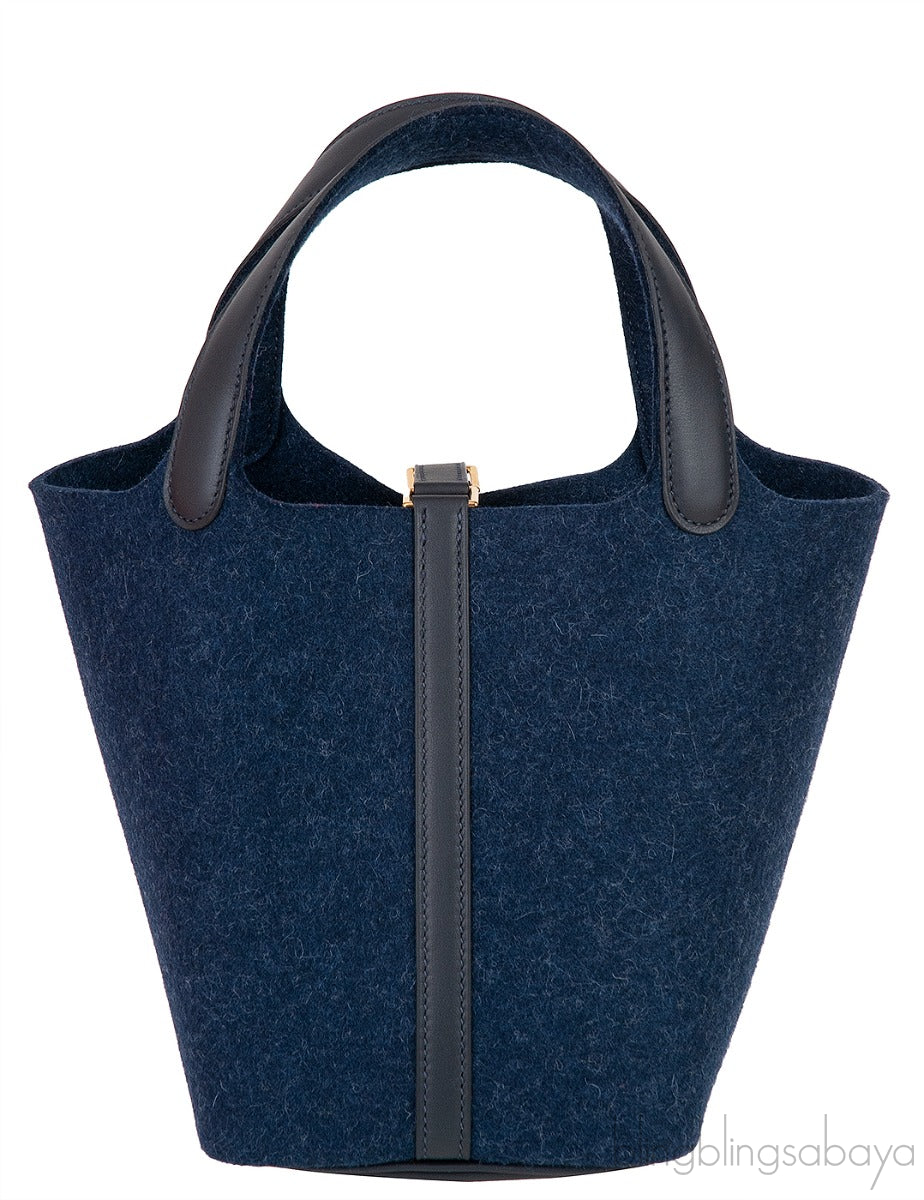 Picotin 18 Blue Nuit Feutre Wool & Black Swift GHW