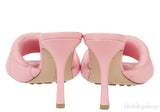 Baby Pink Nappa Quilted Rubber Lido Leather Mules