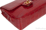 Vintage Red Crocodile CC Classic Mini Square Bag