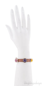 Multi-color Stone Leather Bracelet