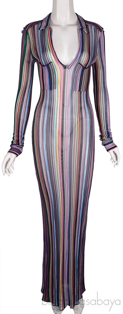 Multicolored Stripes Maxi Dress