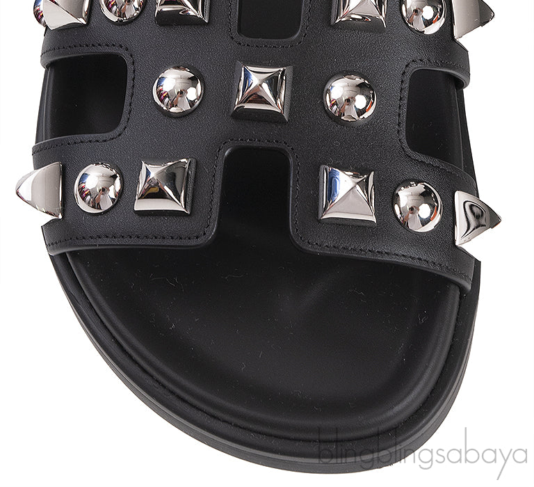 Hermes Chypre Black Cloute Studded Sandals