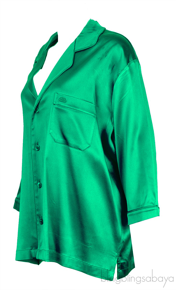 Green Plain Long Sleeve Shirt