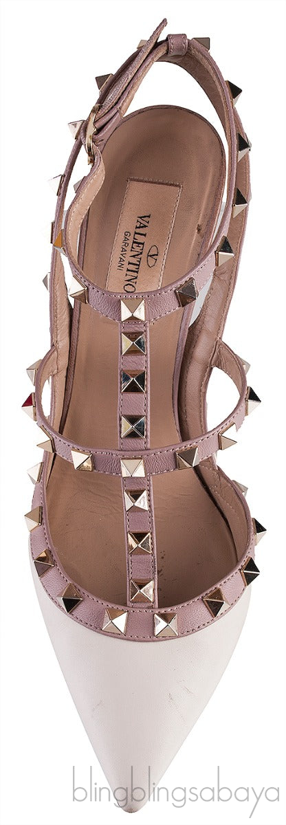 Rockstud Off-white Nude Slingback