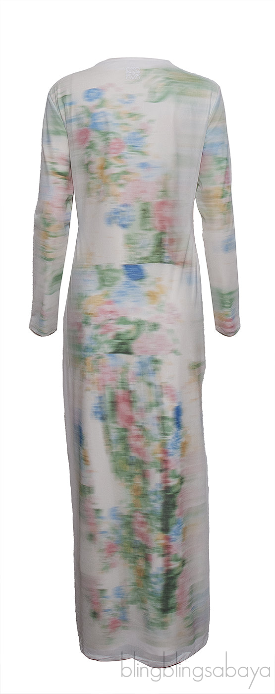 Blurred Print Mesh Long Tube Dress