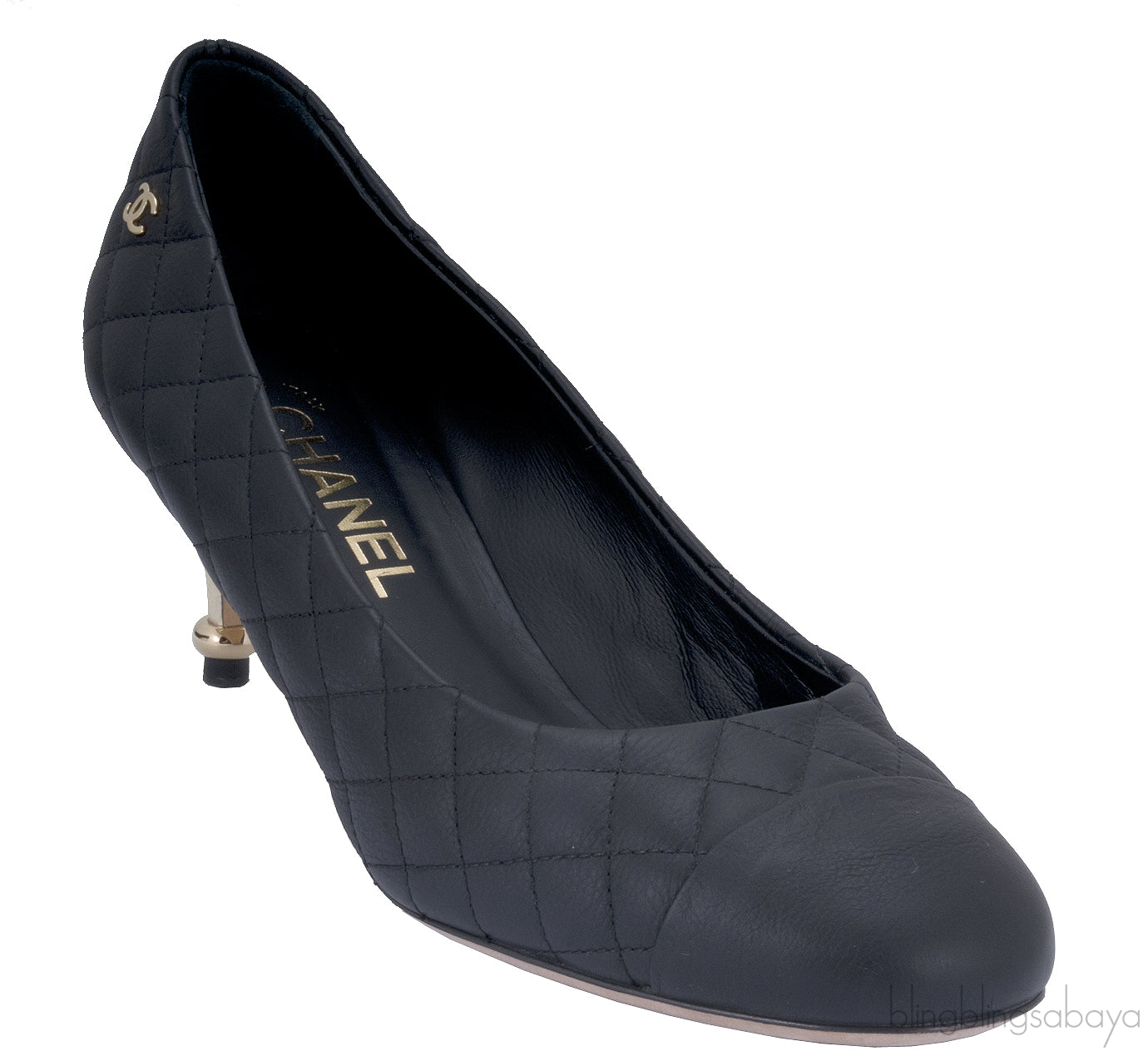 Black Quilted Leather Heels