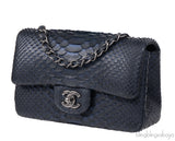 Chanel Black/Blue Python Mini Flap bag RHW