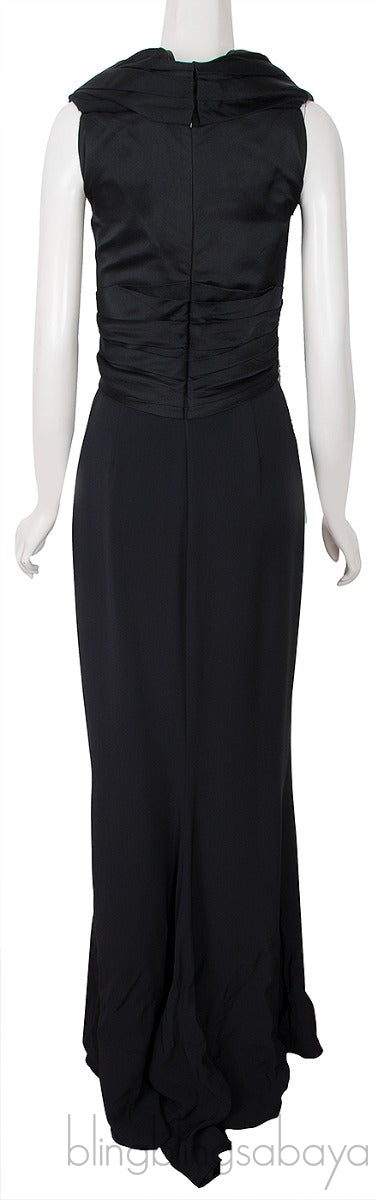 Black Gathered Top Long Dress
