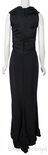 Black Gathered Top Long Dress