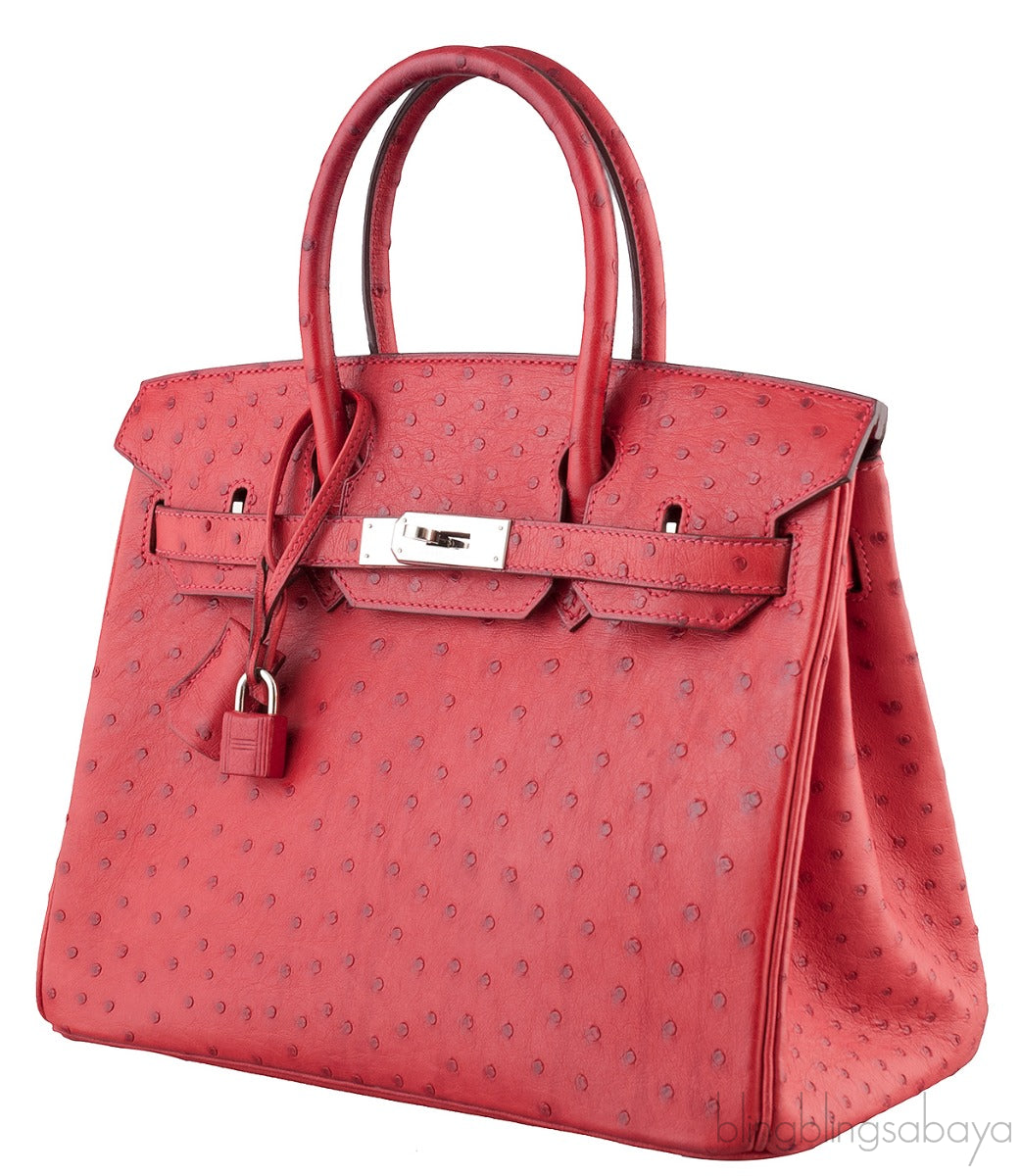 Birkin 30 Rouge VIF Ostrich PHW