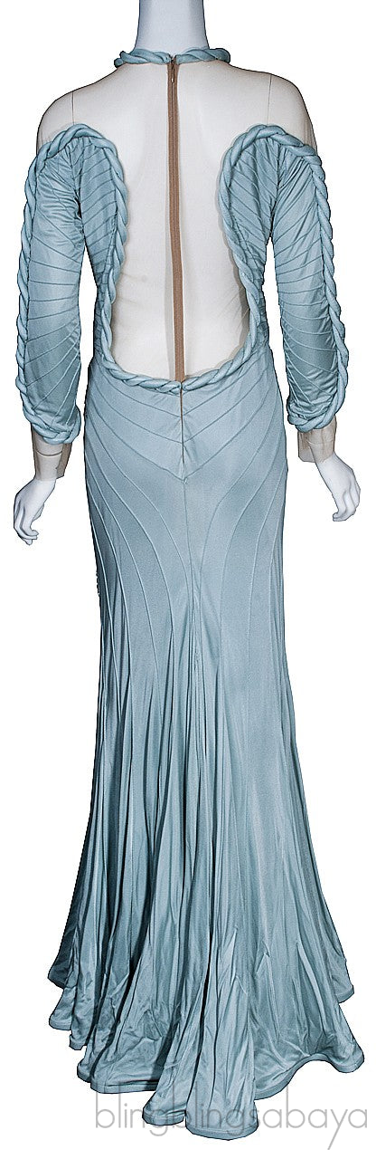 Pale Blue Sequin Embellished Dress