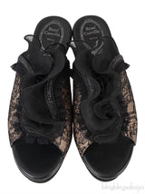 Black/Beige Crystal Embellished Wedge