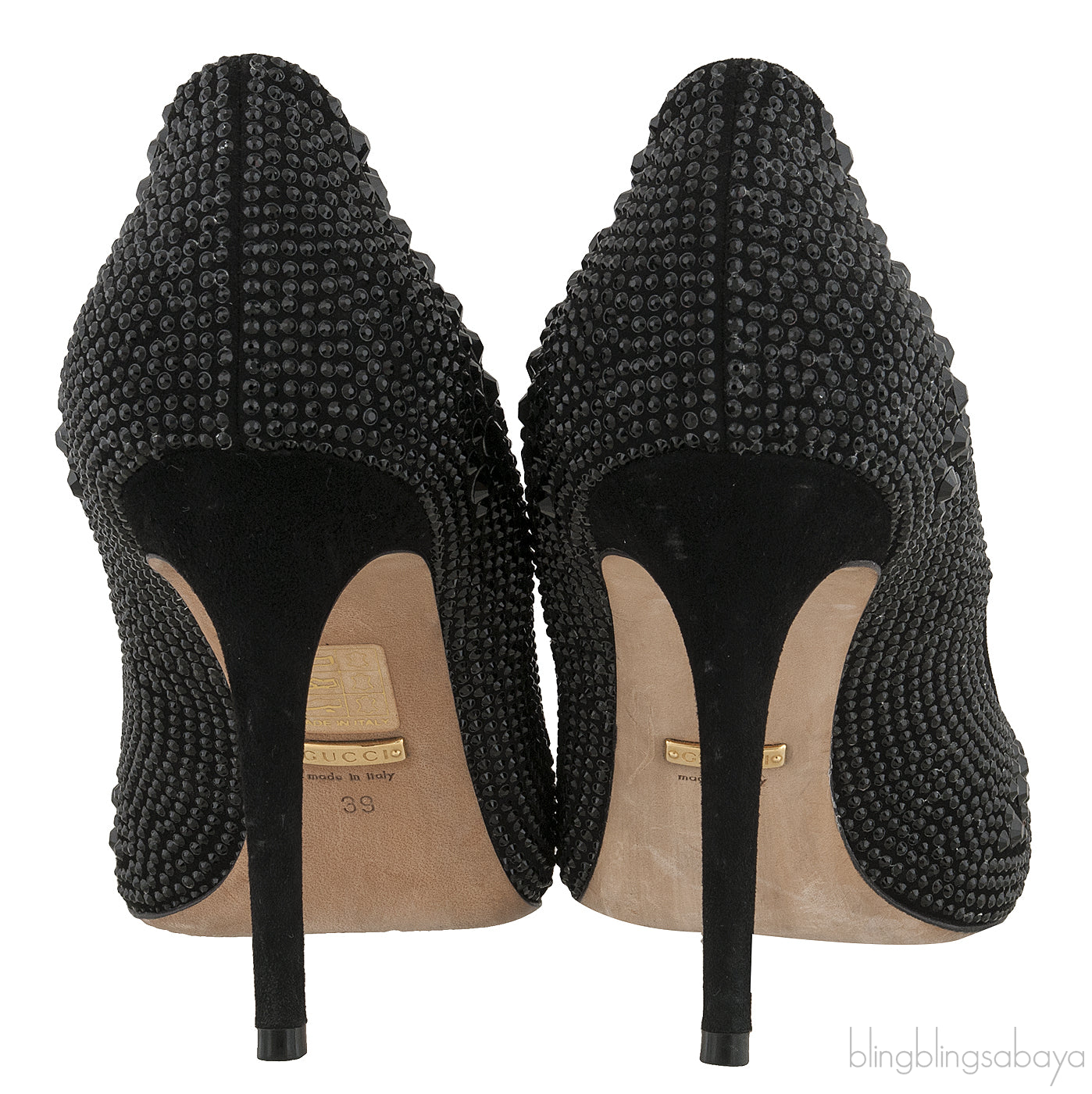 Black Crystal Embellished Heels