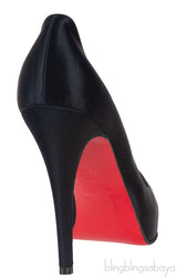 Christian Louboutin Prive Black Satin Peep Toe Pump