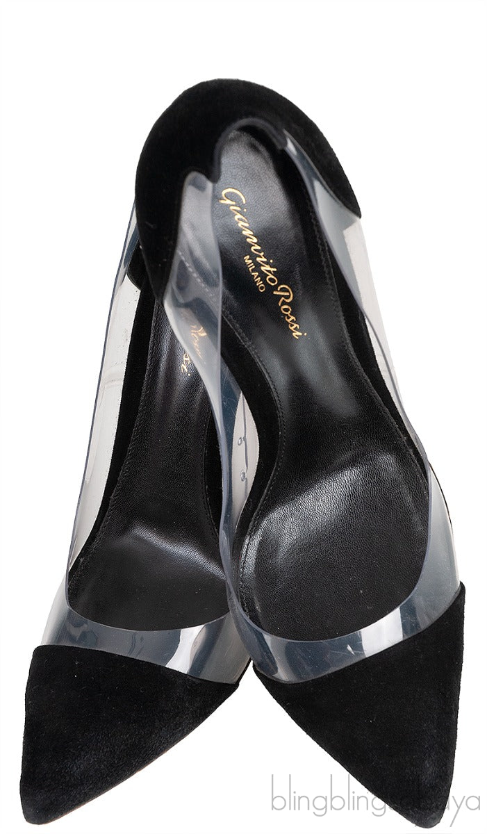 Black Suede PVC Plexi Pump
