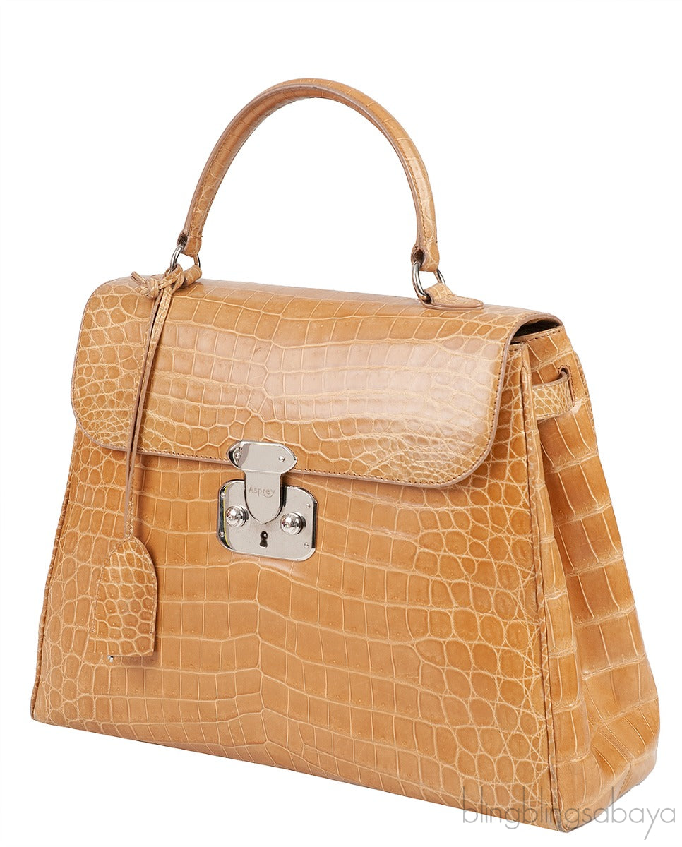 Brown Crocodile Large Handbag
