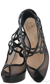 Black Mesh Strappy Pump