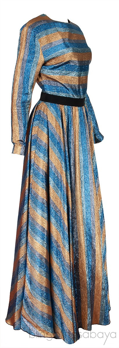 Metallic Stripe Long Dress