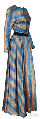 Metallic Stripe Long Dress