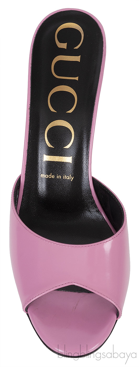 Gucci Patent Pink Scarlet Leather Sandals