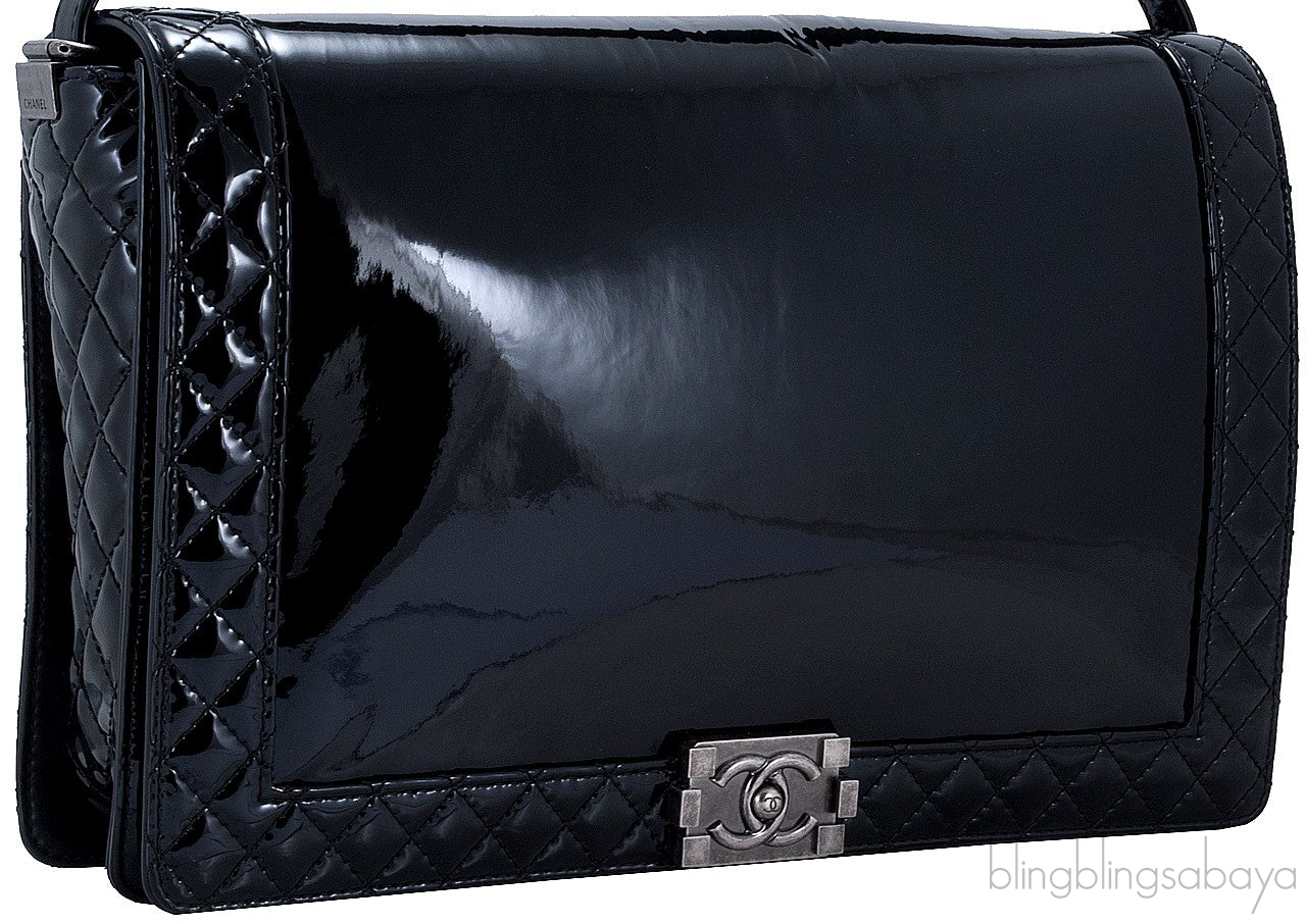Black Patent XL Le Boy Shoulder Bag
