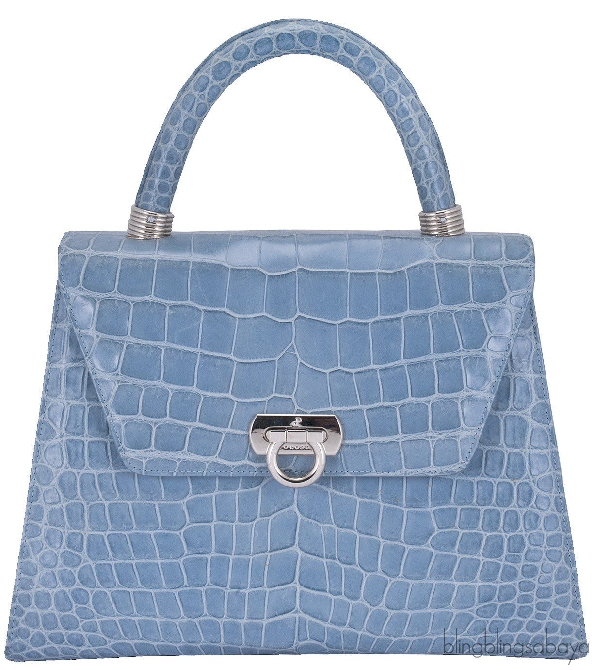 Cesare Furs Blue Gray Crocodile Handbag