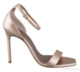 Rose Gold Square Toe Slingback Heels