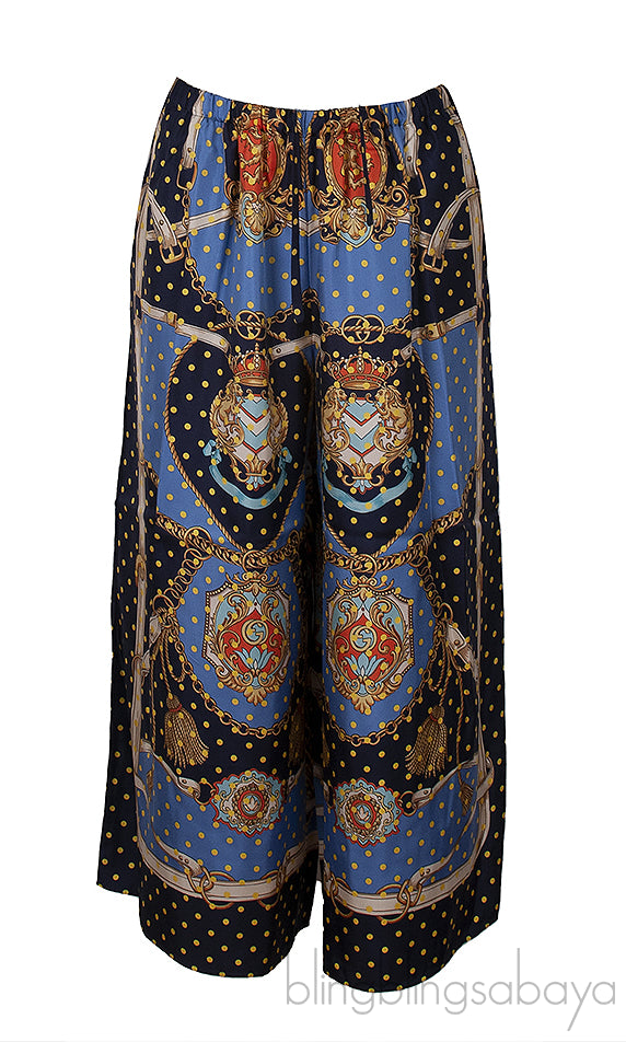 Polka-dot Chain & Crest Printed Shirt and Wide Leg Trouser