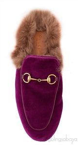 Purple Princetown Fur Slide