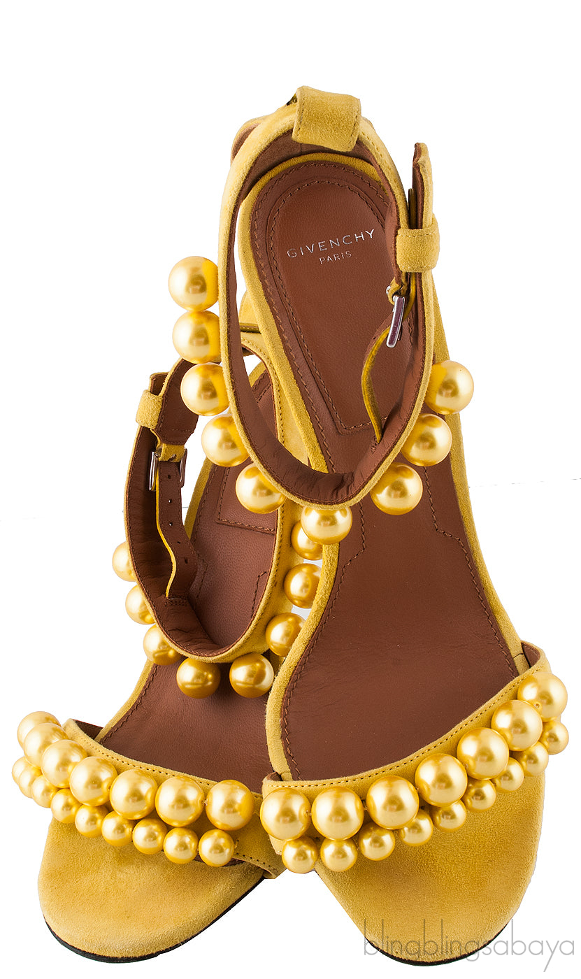 Pearlescent Suede Yellow Sandal