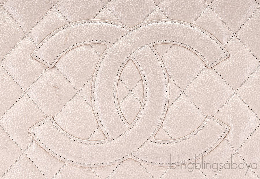 Beige Caviar Shopping Tote