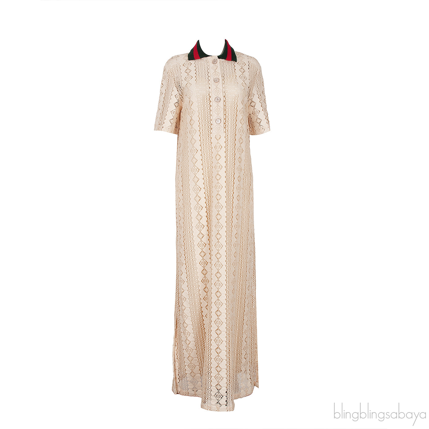 GG Stripe Lace Polo Dress