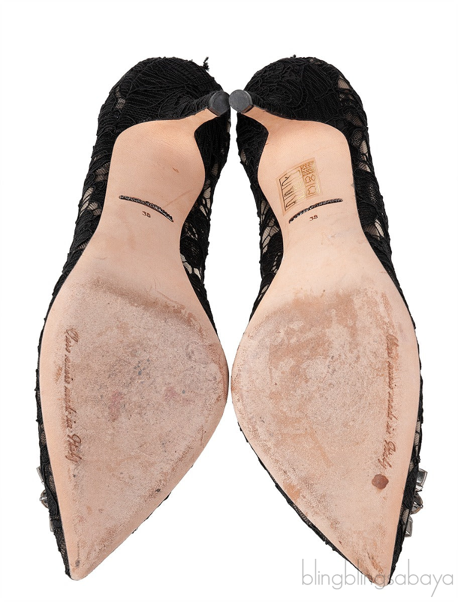 Belucci Taormina Black Lace Embellished Pumps
