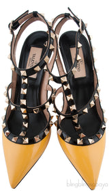 Yellow & Black Patent Rockstuds Heels
