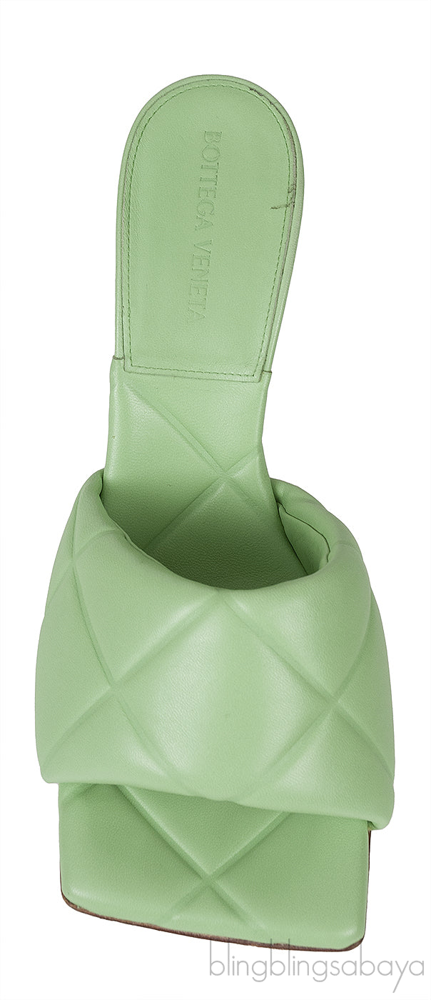 Mint Green Nappa Quilted Lido Mule Sandals