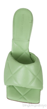 Mint Green Nappa Quilted Lido Mule Sandals