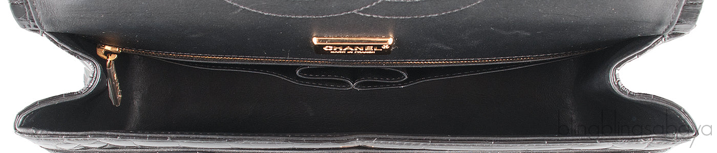 2.55 Black Croc Large Bag