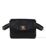 Chanel Black Quilted Leather Vintage Classic Chain Belt Bag