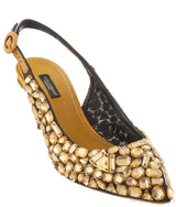 Yellow Mustard Crystal Slingback Heels