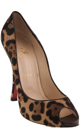 Leopard Pony Peep Toe Pump