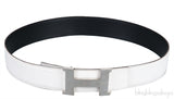 White Epsom \"H\" Reversible Belt