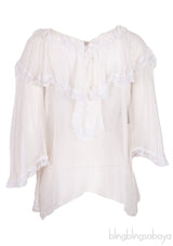 White Ruffled Lace Blouse