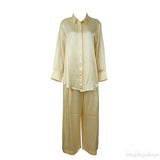 Light Yellow Silk-satin Wide-leg Pants & Silk Satin Shirt