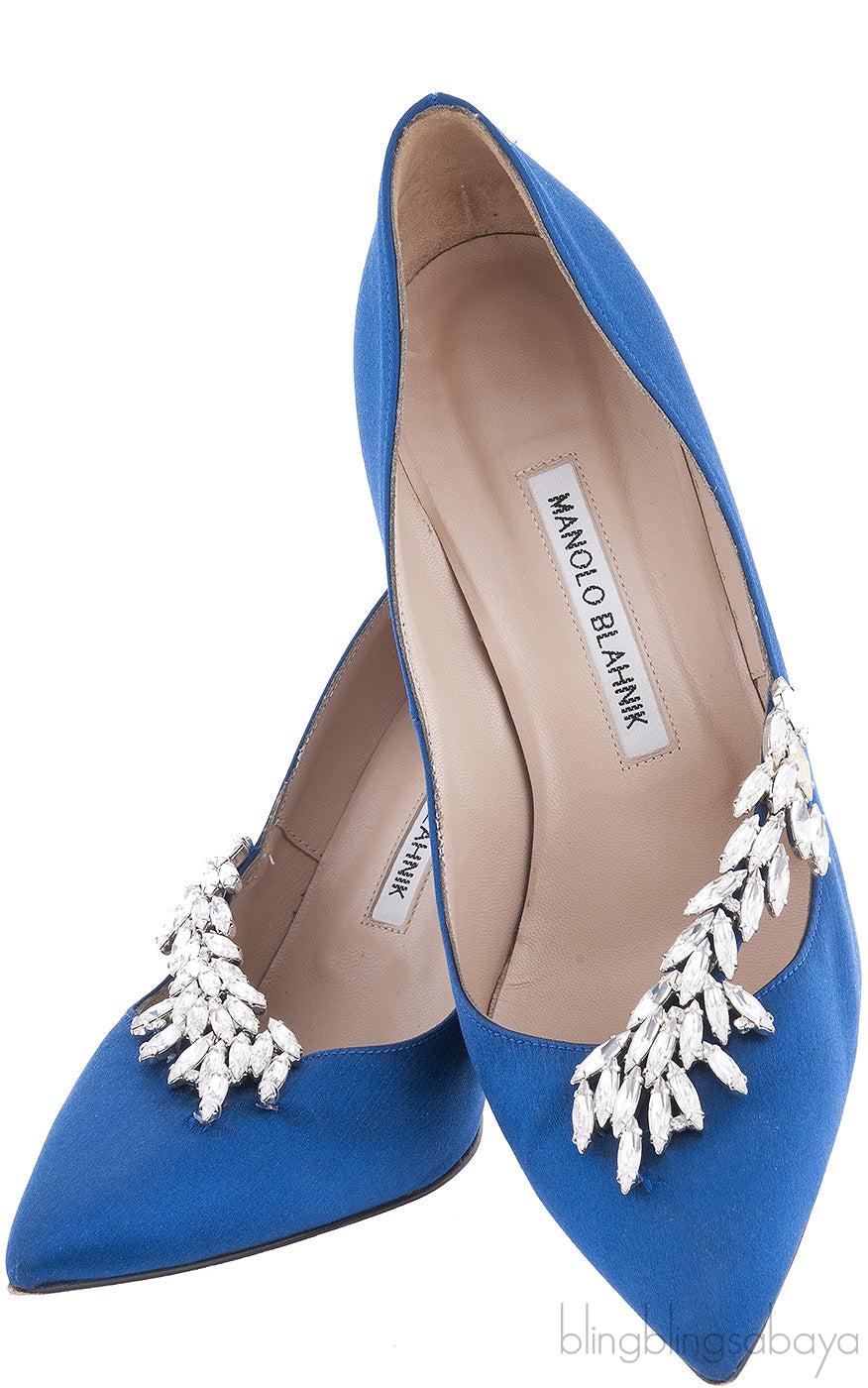 Nadira Blue Crystal Satin Pump