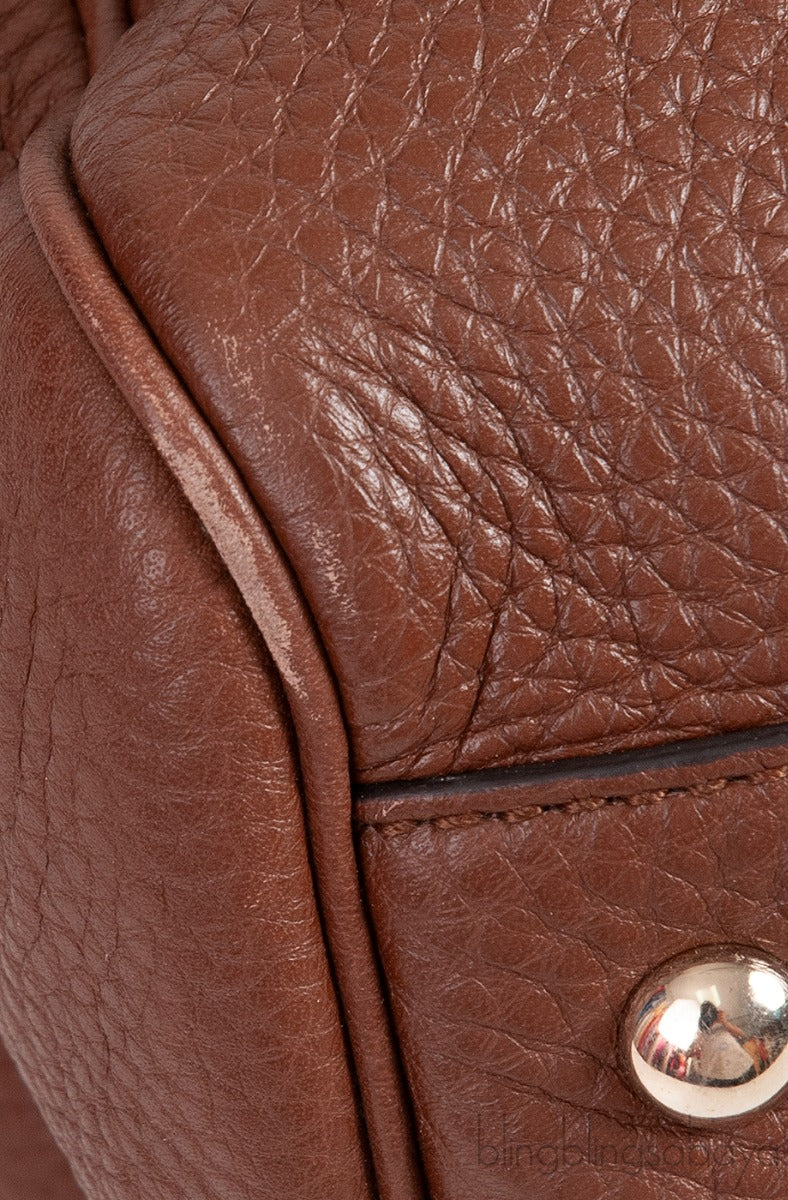 Brown Leather Bamboo Shopper Tote