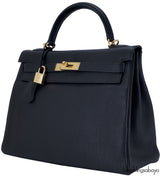 Kelly 32 Black Taurillon Clem. GHW