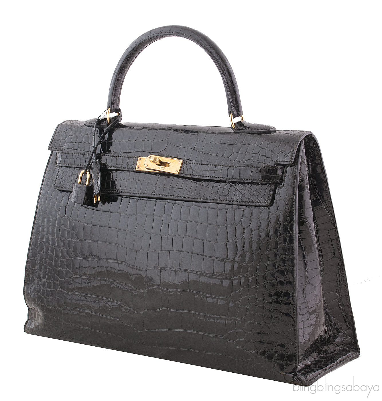 Kelly 35 Black Vintage Crocodile