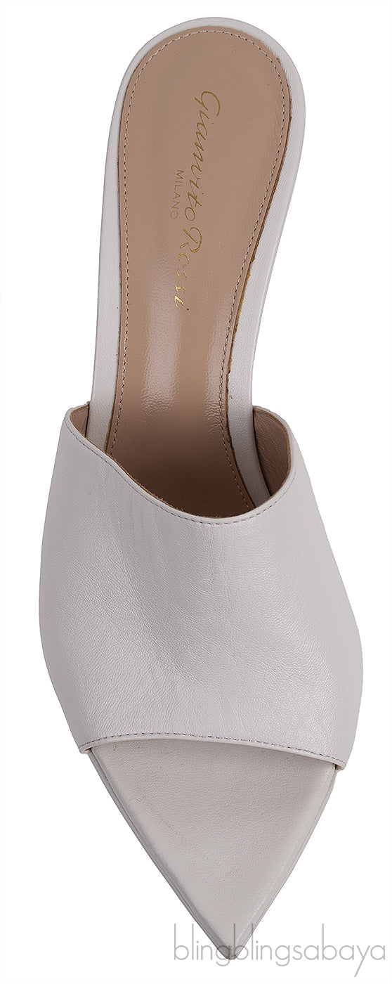 White Leather Platform Mules