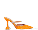 Gilda Crystal -Embellished Orange Glitter Mules