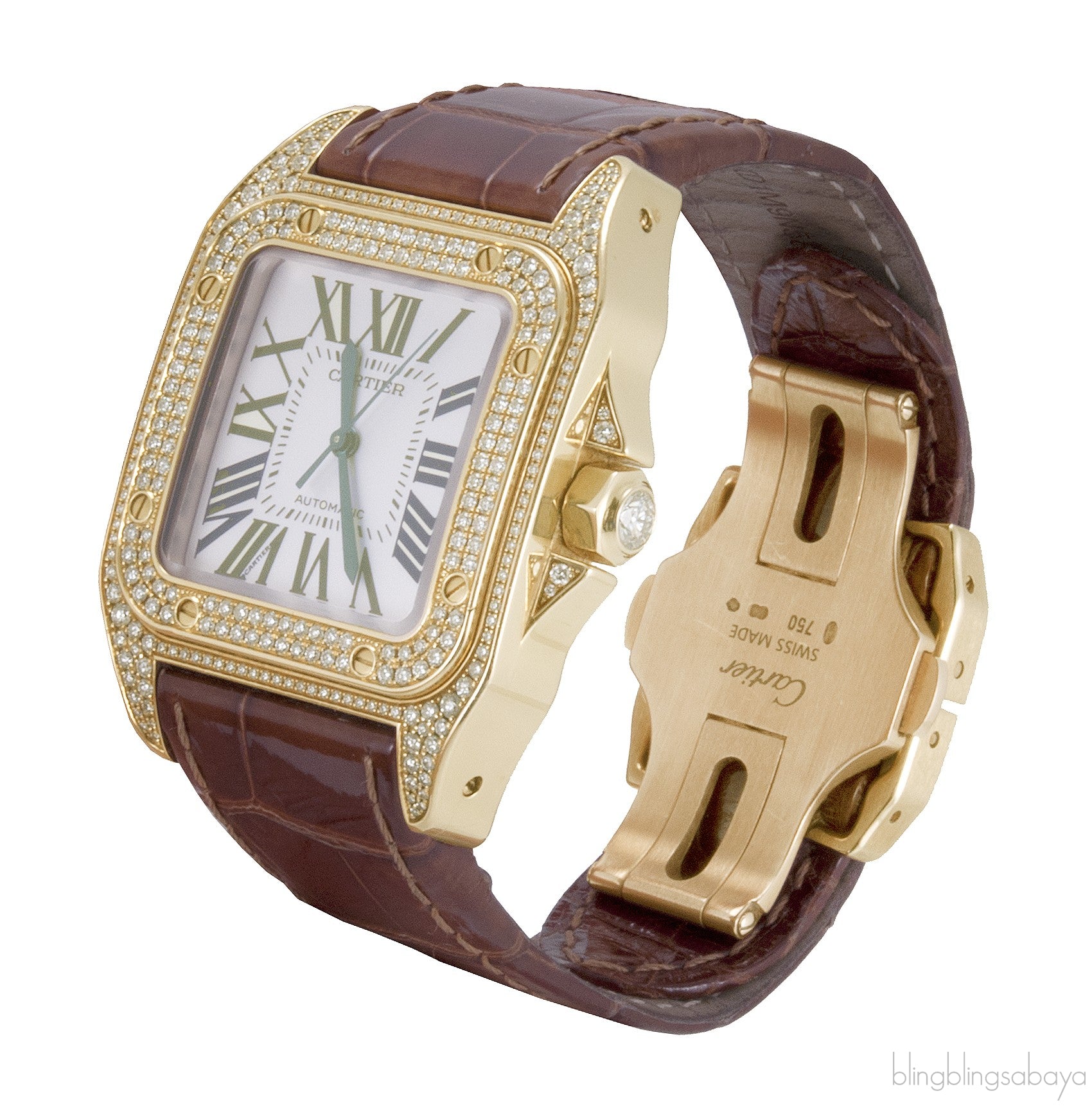 Santos 100 Gold Diamond Watch